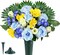 Artificial Cemetery Flowers for Grave Vase - Blue Rose, Daisy & Cosmos Silk Bouquet - 24" Large UV Resistant Memorial Flower Arrangement - Windproof Graveside Decor with Vase & Butterflies (1 Pack)